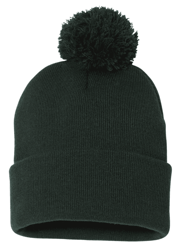 Embroidered pom beanie